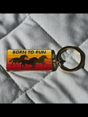 Born to Run Horse Stripe Keyring - Gold Hardware